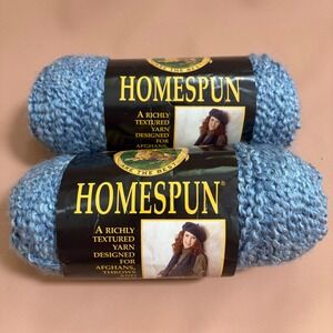 Lion Brand Homespun Yarn Williamsburg Blue 321 Bulky 2 Skeins Same Dye Lot 790